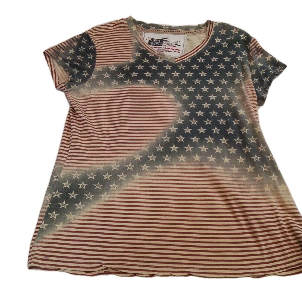 Women's Natural Reflections Stars And Stripes Flag Shirt Size Large